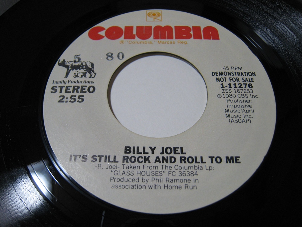 【7”】●白プロモ STEREO/STEREO● BILLY JOEL / IT'S STILL ROCK AND ROLL TO ME US盤 ビリー・ジョエル ロックン・ロールが最高さ拍卖