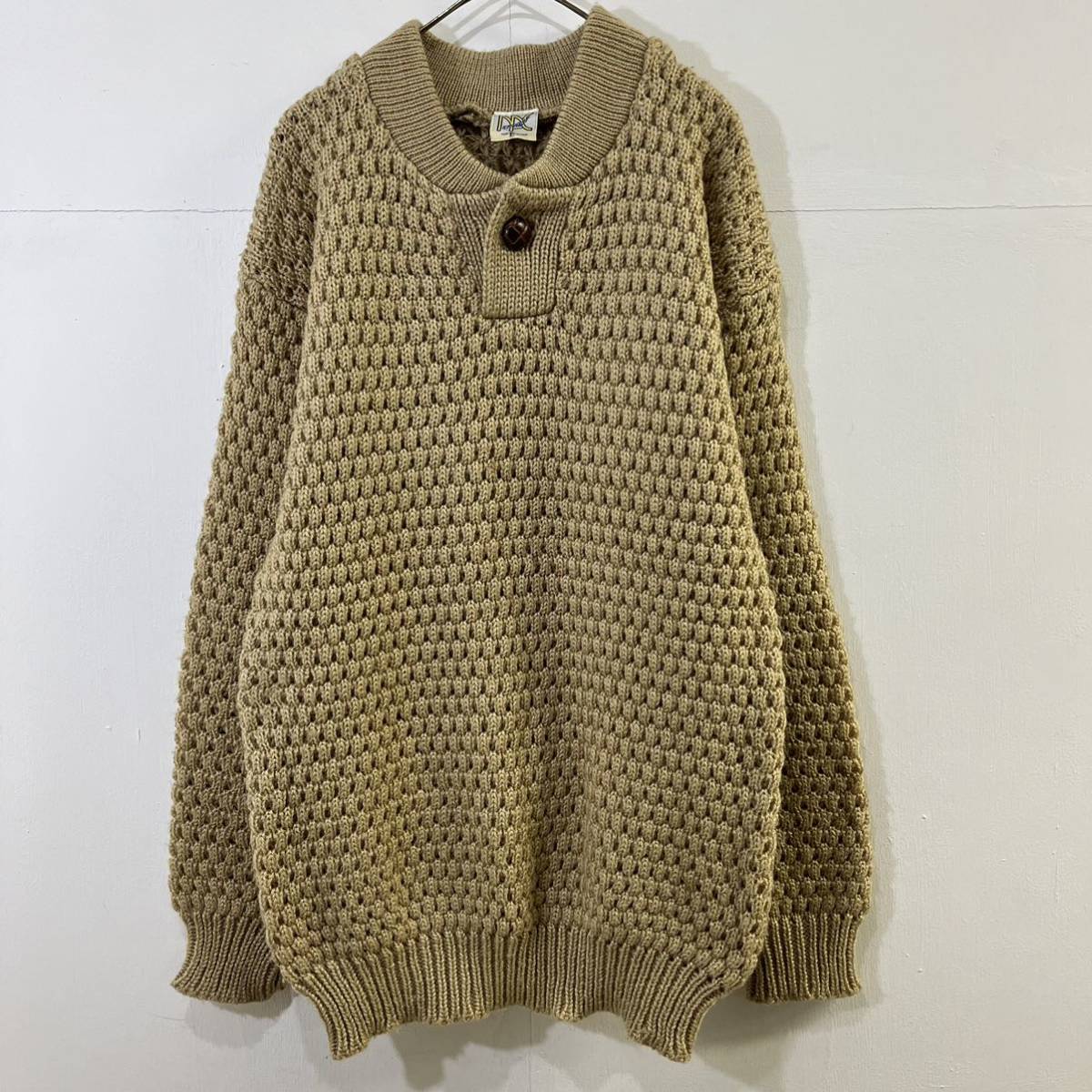 VINTAGE stylest ニットセーター ニットプルオーバー ハーフボタン エルボーパッチ ジャパンビンテージ 希少 上質【送料一律/同梱可能】K拍卖