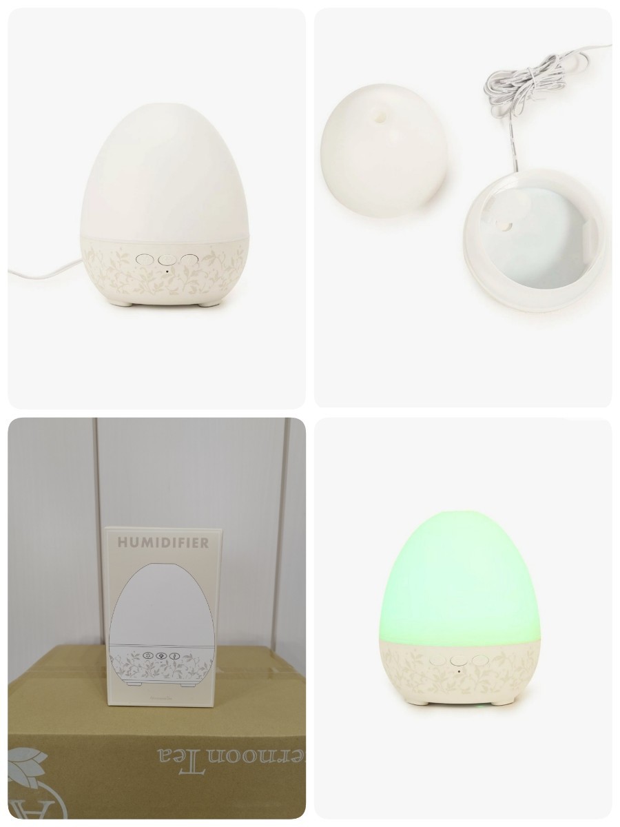 匿名配送】新品箱入 アフタヌーンティー アロマ対応 たまご型 超音波式加湿器 ルームランプ LEDライト拍卖