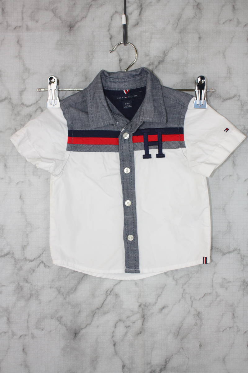 TOMMY HILFIGER トミーヒルフィガー ベビー キッズ 半袖ボタンシャツ ホワイト サイズ6-9M拍卖