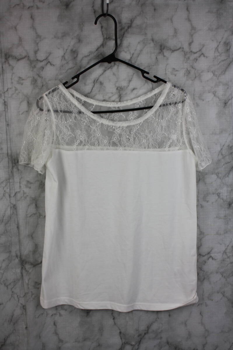 ChipClip Sweet レディーストップス ブラウス Tシャツ レース ホワイト Lサイズ拍卖