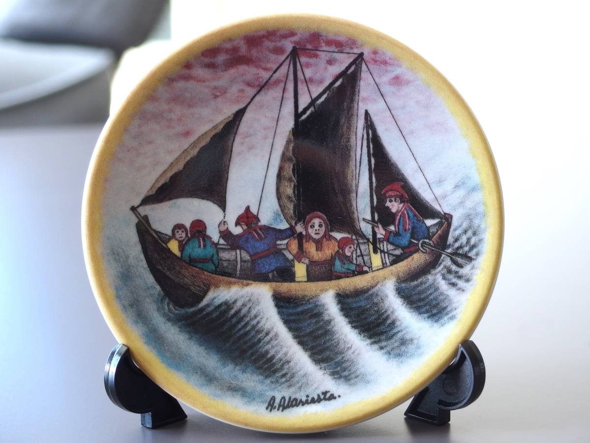 北欧雑貨 ARABIA アラビア ラップランド ウォールプレート、ミニ飾り皿 1986年製 No.31 (Andreas Alariesto)拍卖