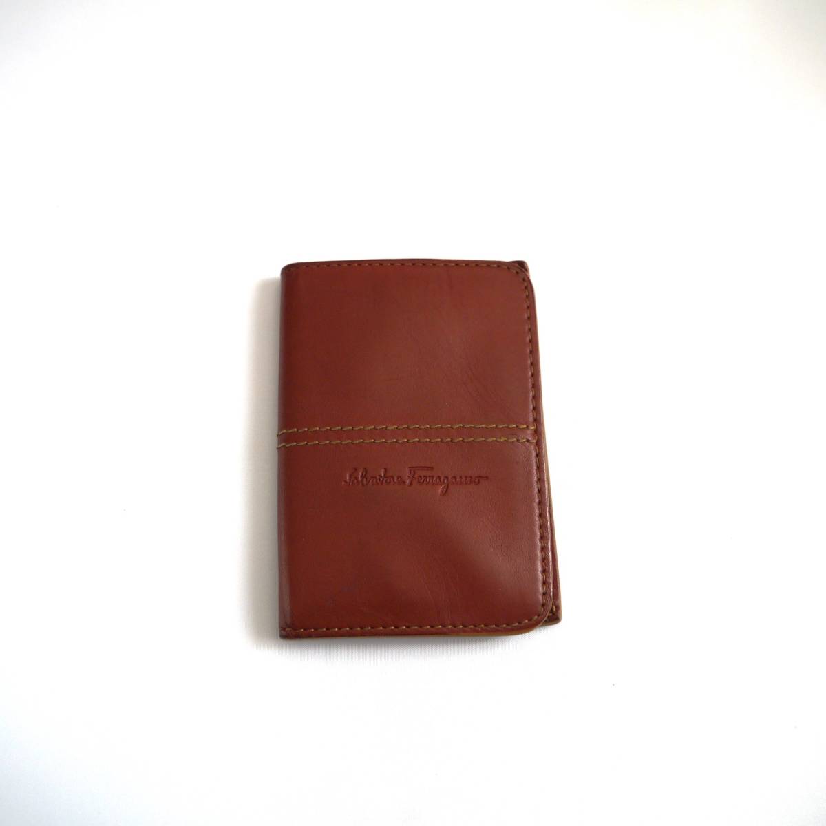 $ 美品 $ レア!■ Salvatore Ferragamo ■ フェラガモ ■ 本革 レザー製 ・ コインケース 小銭入れ ■ ロゴ入り ■ 赤茶色 ■ 送料無料!拍卖