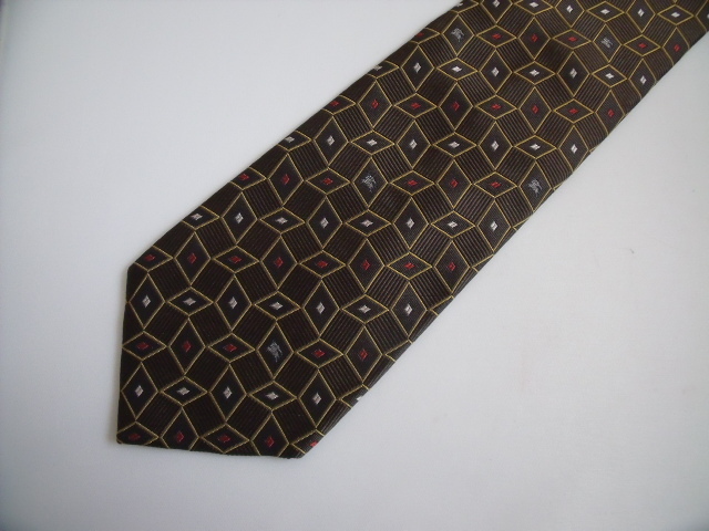 $ 新品同様 $ ● ブランドネクタイ ● Burberry ◆ バーバリー◆ JGD◆ スクエア柄 刺繍 騎士 ロゴ入り◆ チョコレートブラウン◆送料無料拍卖