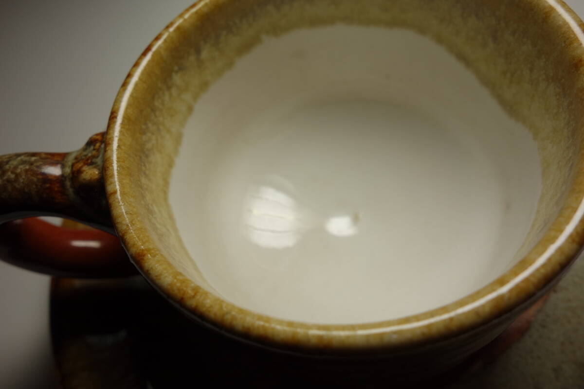 昭和期 赤海鼠釉 高級コーヒーカップ&ソーサー 信楽・やすお陶房拍卖