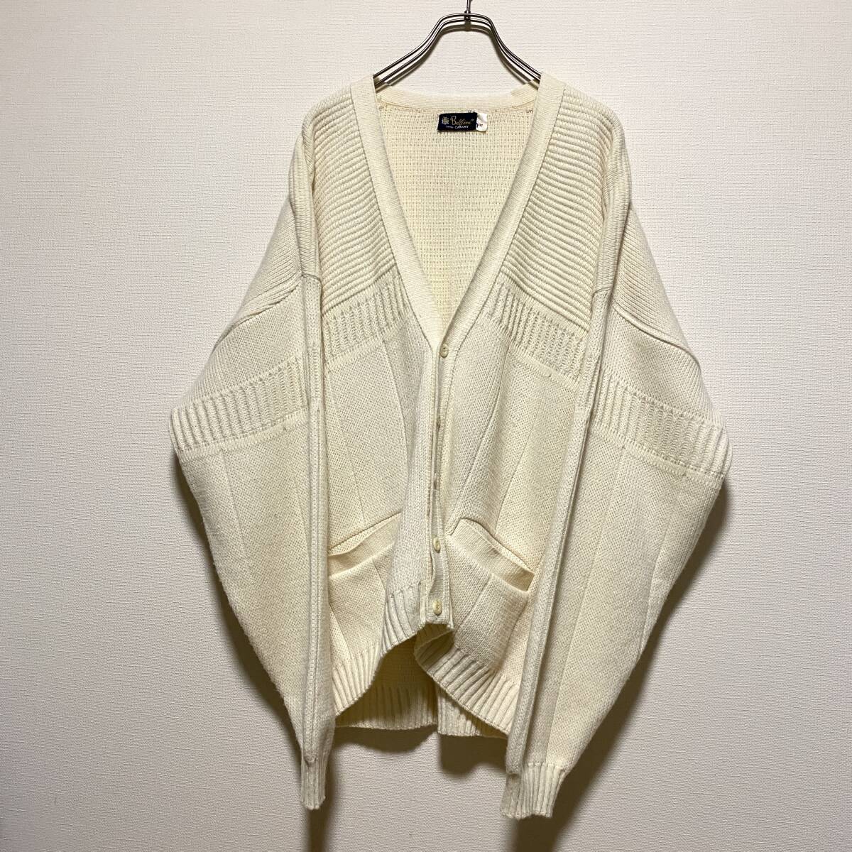カナダ製 古着 90s ヴィンテージ カーディガン アイボリー ニット アクリル ウール XLサイズ 【P827】拍卖