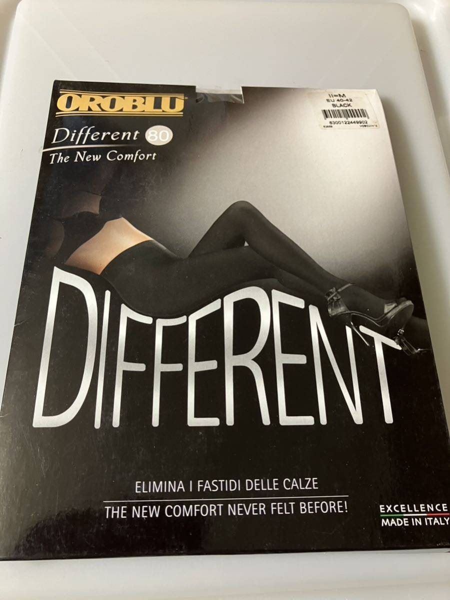 【送料無料】 OROBLU different 80 the new comfort オロブル 80デニール タイツ M 40-42 black tights 黒 ブラック 高級 イタリア製 厚手拍卖