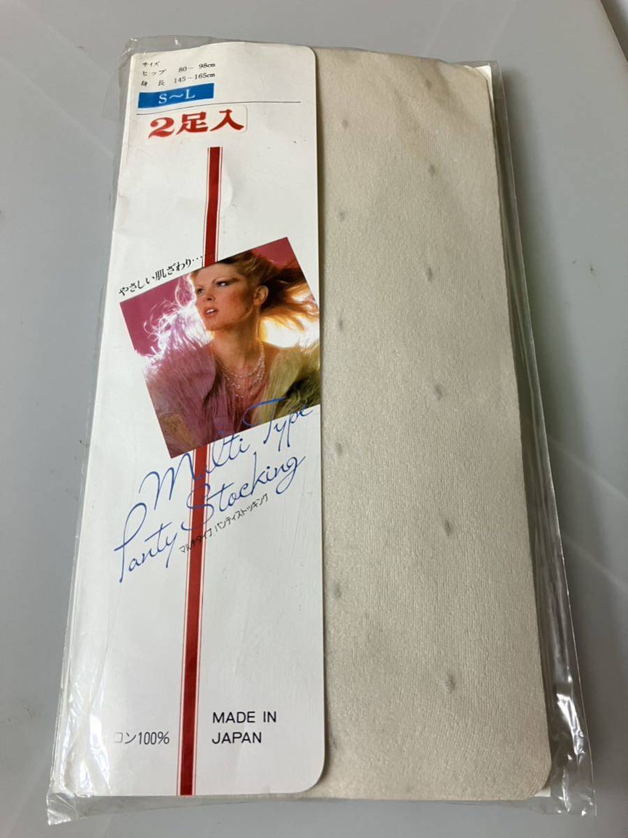 multi type panty stocking 2足入 S-L マルチタイプ パンティストッキング ドット柄 パンスト 昭和 レトロ ホワイト系拍卖
