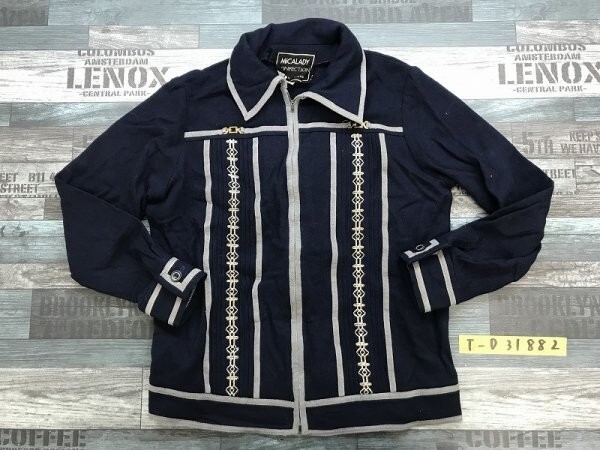 MICALADY CONFECTION ミカレディ レディース ステッチ刺繍 ブルゾン ジャケット 9+ 紺グレー拍卖