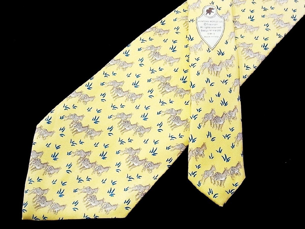 ★今週の特売★4534★高級ブランド【キャラ柄】★ハンティングワールド【縞馬 シマウマ 動物 柄】ネクタイ★拍卖