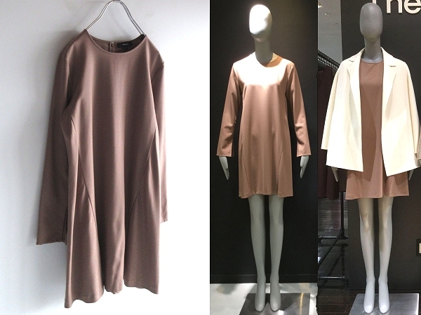 定価39600円 Theory セオリー LIGHT.SAXONY GEREMY.W ストレッチウール ライトサキソニー ワンピース 0 シナモンベージュ拍卖