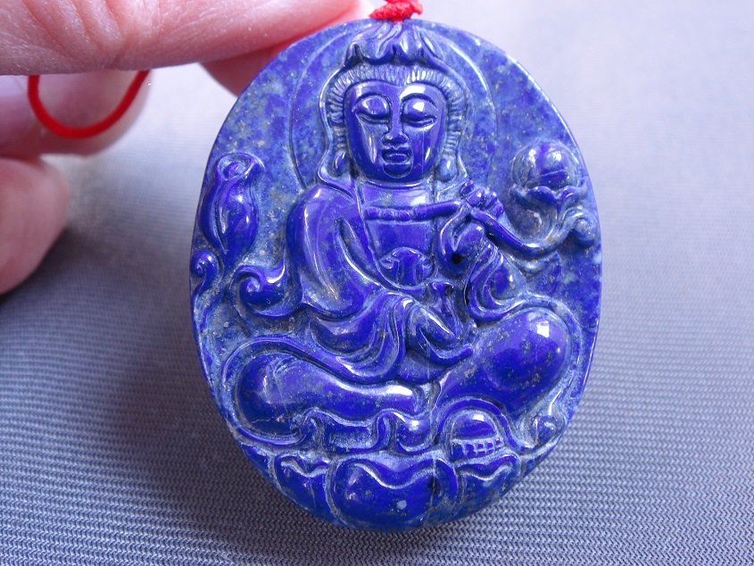 ☆風水,超希少,最高級聖石,天然7A級ラピスラズリ観音様5拍卖