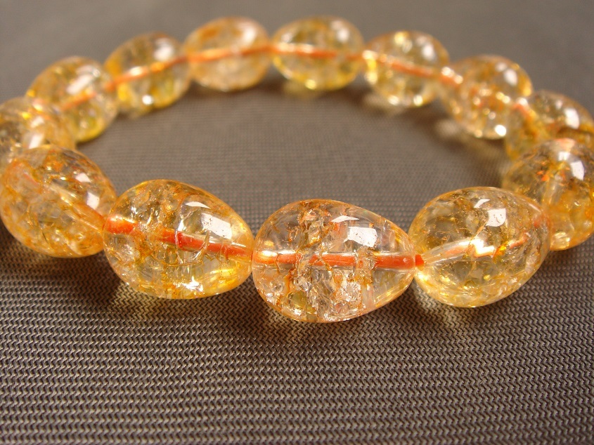 ☆希少,金運UP!高透明4A級天然シトリン黄水晶ブレスレットT9拍卖