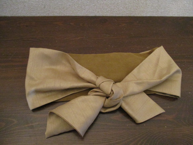 茶×ゴールドカラー 前リボンヘアバンド(USED)20719)拍卖