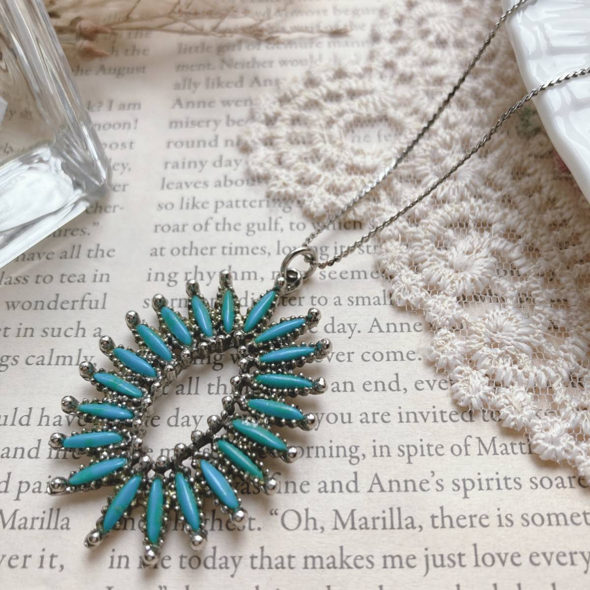 ヴィンテージネックレス ショート ターコイズ シルバー☆Vintage jewelry accessoriesk0169拍卖