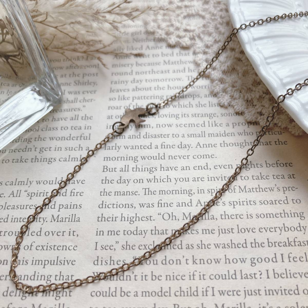 アンティークネックレス 鳥 バード チェーン ブロンズ 金古美 ショート 46cm ヴィンテージ☆Vintage jewelry accessories k0182拍卖