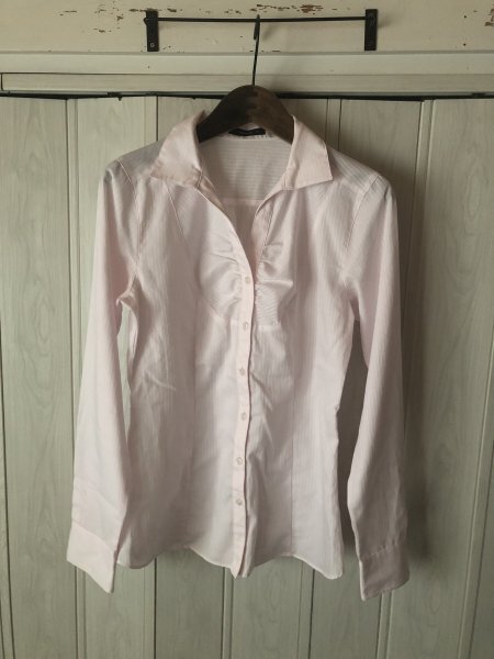 ◆COMME CA ISM/コムサイズム/ピンクのストライプ長袖シャツ◆bs拍卖