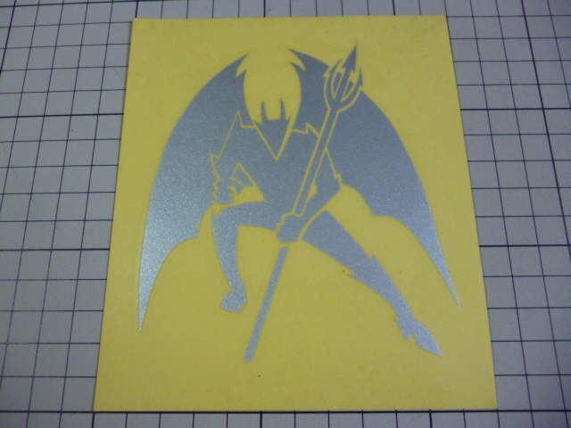 クールデビル ステッカー 当時物 です(シルバー/転写/約100×115mm) 原田哲也 ヘルメットの後ろマーク拍卖