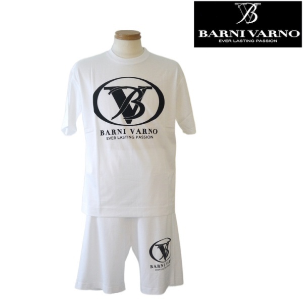 【春夏SALE】バーニヴァーノ/BARNIVARNO 春夏物 半袖上下セット Lサイズ 729-白系拍卖