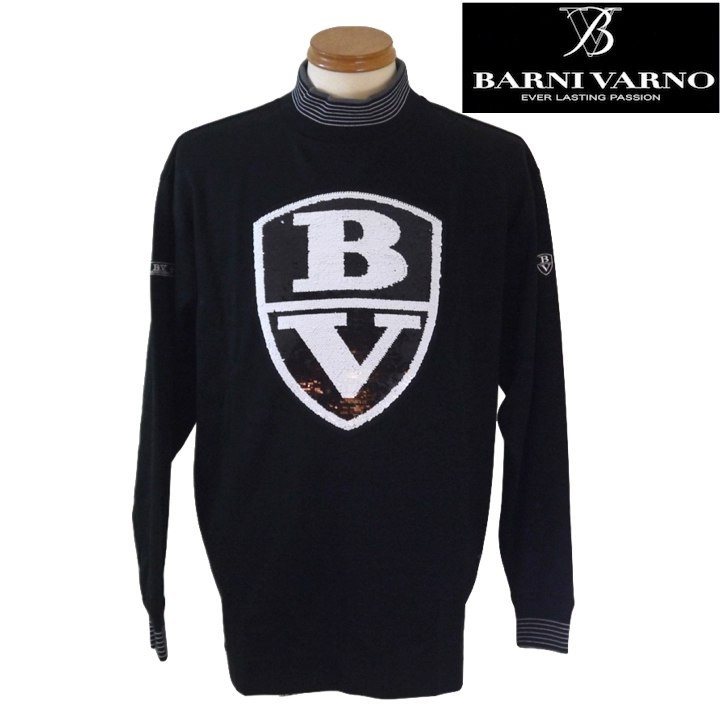 【秋冬SALE】バーニヴァーノ/BARNIVARNO 秋冬物 ハイネック長袖Tシャツ 054-LLサイズ 黒系拍卖