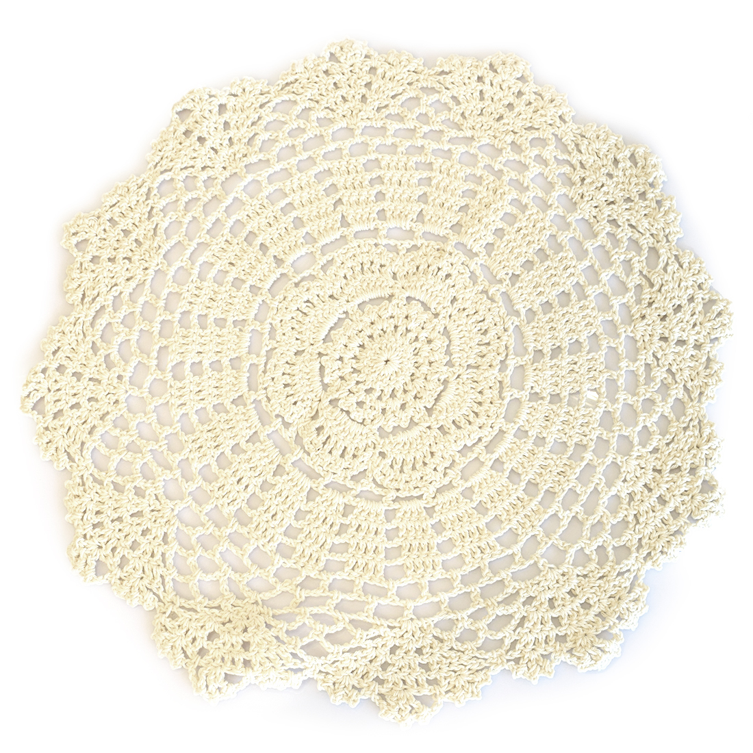 手編みかぎ針編みレース綿糸テーブルマット 織り装飾テーブルプレースマット ラウンドマット Lサイズ 直径35cm拍卖