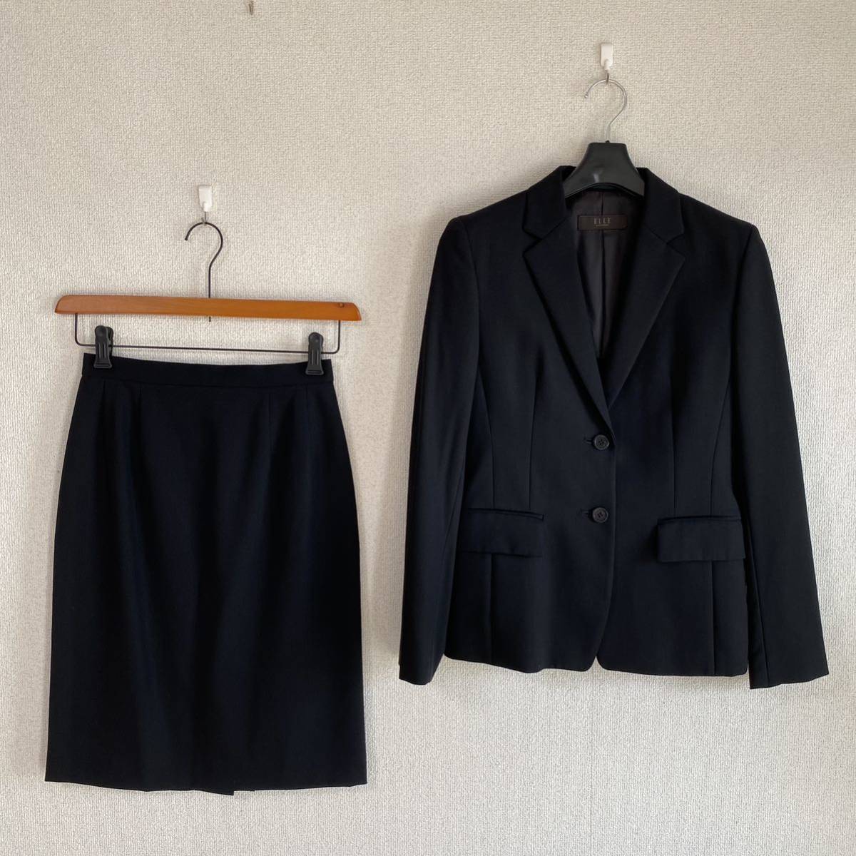 エル スカートスーツ 9AR W64 黒 就活 面接 未使用に近い DMW拍卖