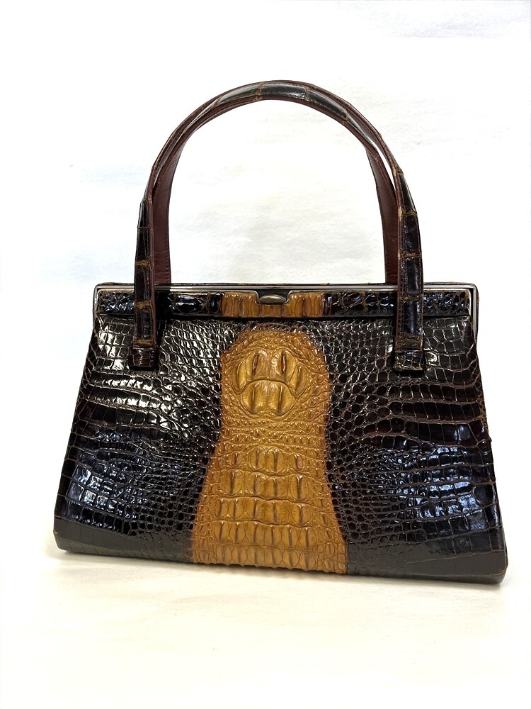 花とら●リサイクルバッグ ハンドバッグ ワニ革 240209拍卖