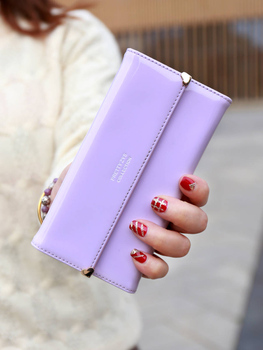 iphone6plus レザーケース アイフォン6sプラス ケース iphone6splus ショルダーケース 手帳型 カード収納 チェーン付き パープル拍卖