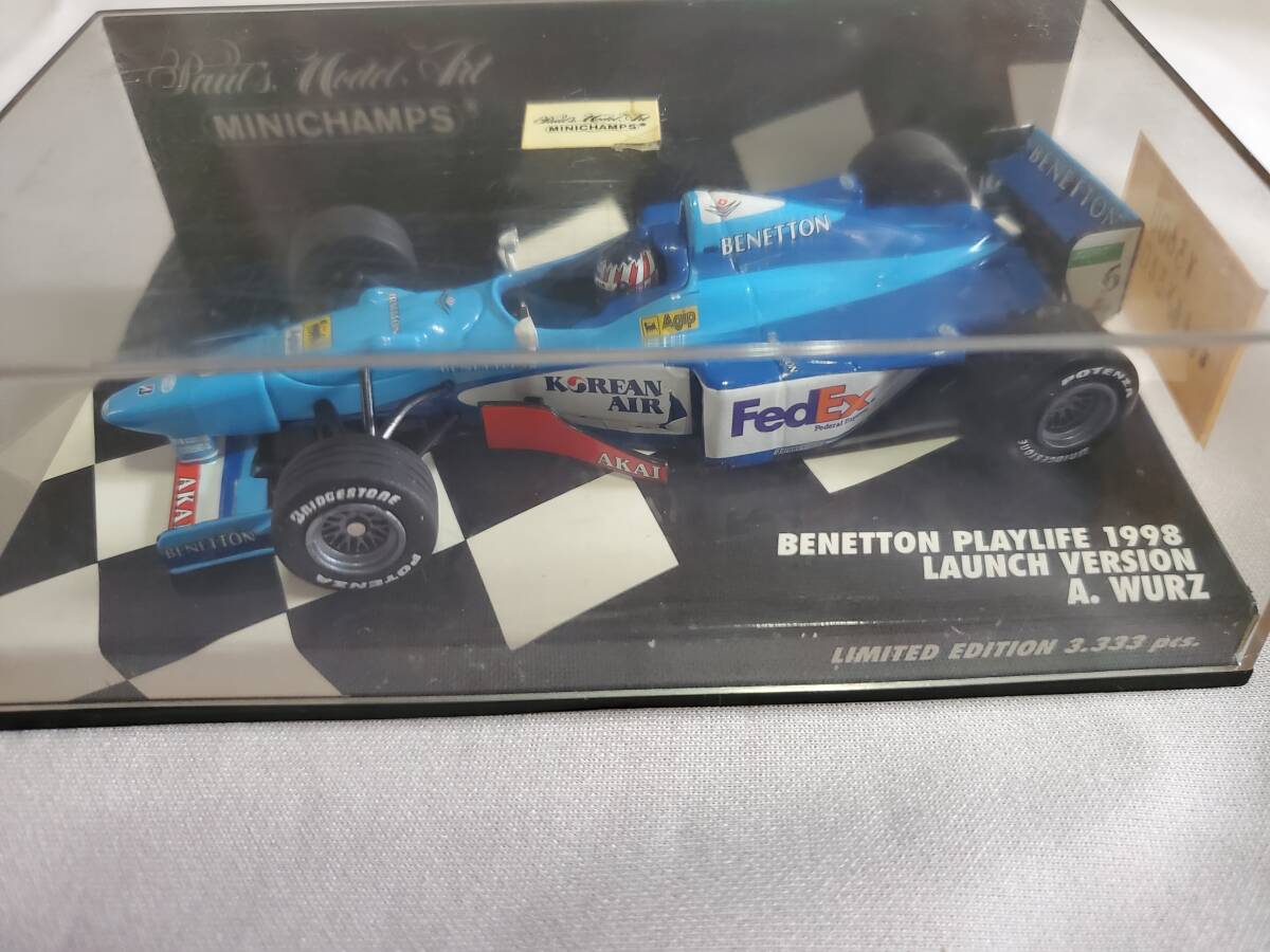 【1/43】 ミニチャンプス BENETTON PLAYLIFE 1998 LAUNCH VERSION A.WURZ リミテッドエディション 3333Pcs拍卖