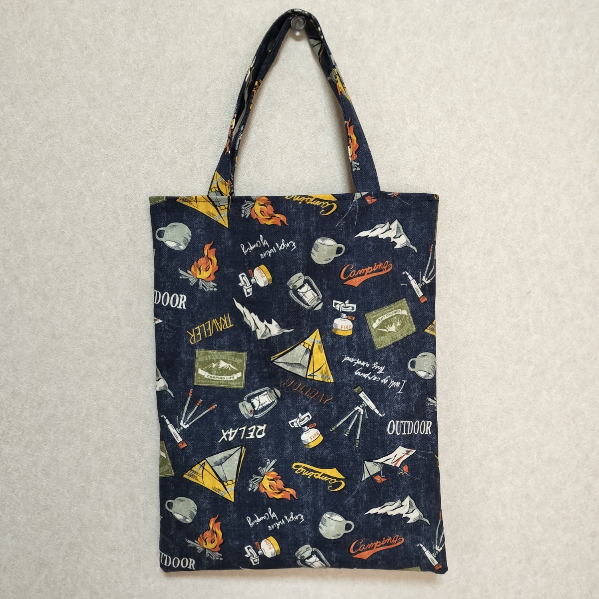 トートバッグ ハンドメイド エコバッグ 手提げ袋 サブバッグ バッグ レッスンバッグ 男の子女の子 キャンプ柄拍卖