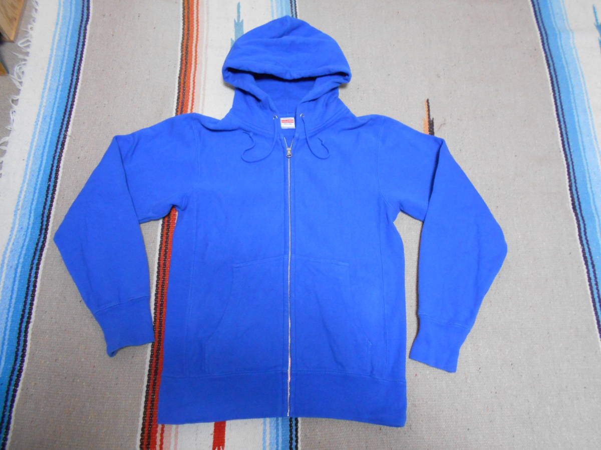 UNITED ATHLE リバースウィーブ コットン100% スウェット 無地 ブルー 青 ジッパー オールドスケート アメカジ拍卖