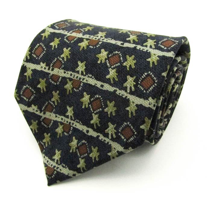 マリクレール ブランド ネクタイ ボーダー柄 星柄 パネル柄 シルク メンズ ネイビー mariclaire拍卖