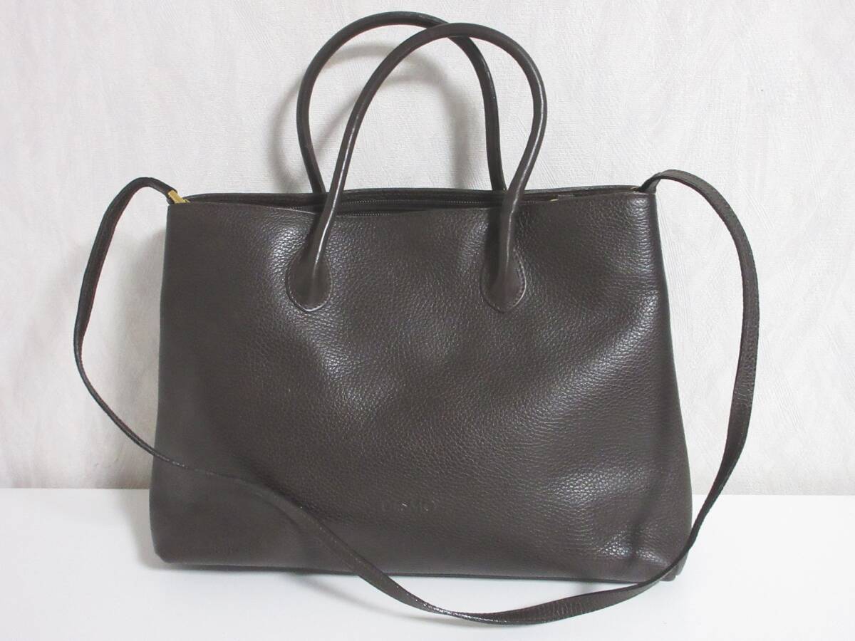 DESMO デズモ ショルダーバッグ 2WAY レザー ブラウン hj1181拍卖