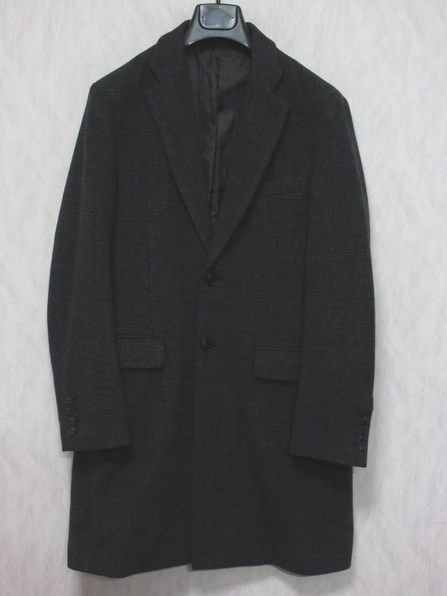 417 by EDIFICE エディフィス チェスターコート ウール チェック柄 14-020-312-5010-3-0 メンズ M グレー kn1763拍卖