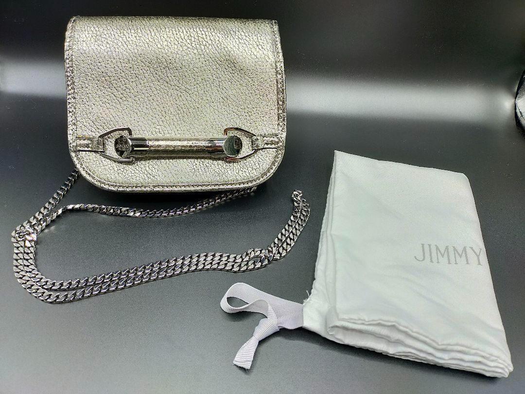 【KM30】JIMMY CHOO ジミーチュウ ショルダ―バッグ シルバー チェーン キラキラ ギラギラ レディース ミニバッグ拍卖