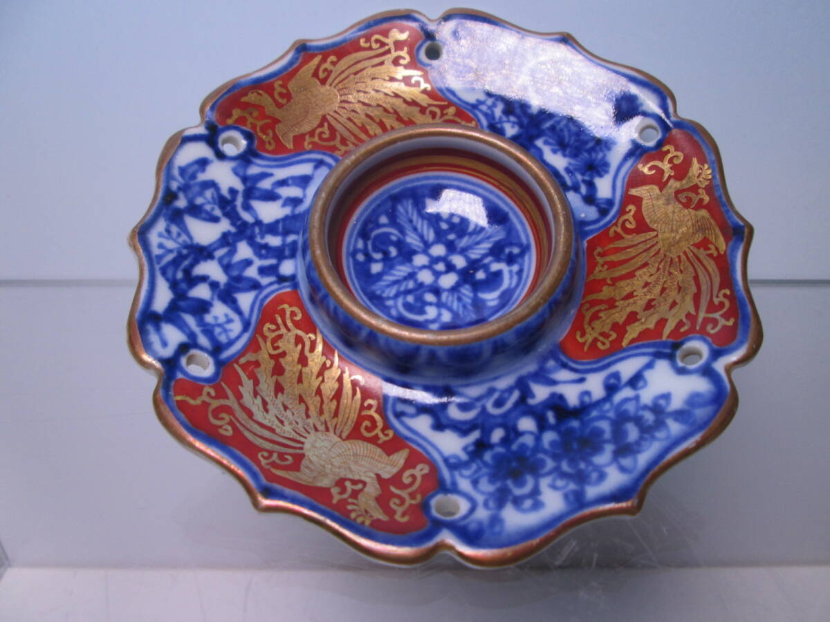☆古陶磁 盃台 酒盃コレクション・東雅軒寅介(長谷川寅介)染錦 鳳凰に松竹梅文盃台 酒器/酒盃/酒杯拍卖