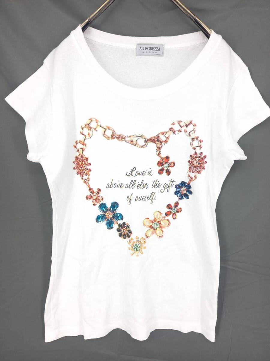 F ALLEGREZZA DONNA Tシャツ ラインストーン ホワイト 半袖 リユース ultralto ts1770拍卖
