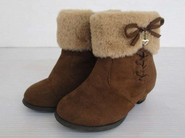 【お買得】★any FAM/エニィファム★ファー付きショートブーツ 茶系 18.0cm拍卖