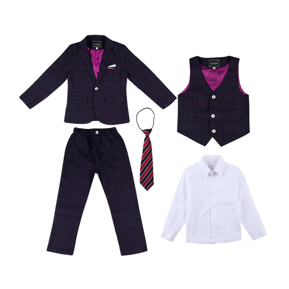 ☆ レッドパープル ☆ 100cm ☆ キッズ フォーマルスーツ 6点セットpk19072 キッズ フォーマルスーツ 男の子 6点セット 子供スーツ拍卖
