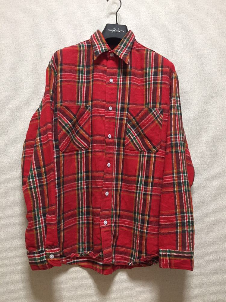 70's USAヴィンテージ BIG MAC JCPenney ビッグマック ヘビーネルシャツ チェックシャツ 長袖シャツ TALL L 赤 /70年代拍卖