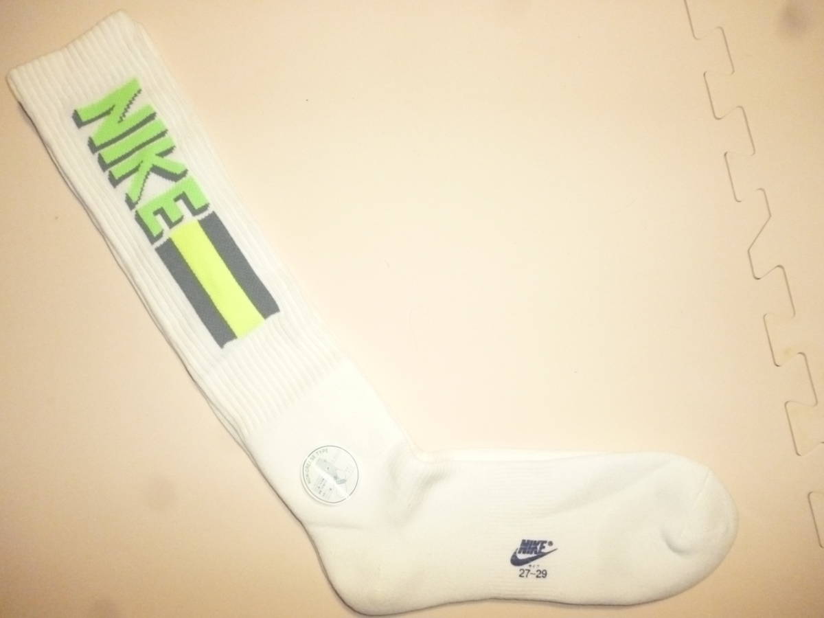新品 特大29cm ナイキ NIKE 派手柄 蛍光色 黄緑・黄色・灰色 バスケ ハイソックス バッソク 送料無料拍卖