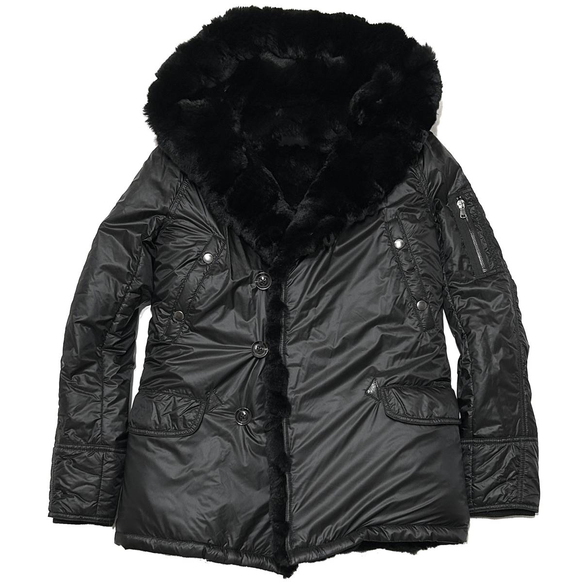 定価27万 junhashimoto REX FAR SHAWL COLLAR N3-B サイズ3 黒 ジュンハシモト ミリタリージャケット ダウン コート 1piu akm wjk拍卖