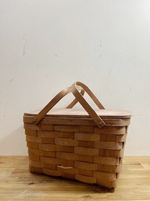 アメリカ ヴィンテージ USA ピクニック バスケット キャンプ アウトドア 店舗什器 店舗備品 インテリア【9985】拍卖