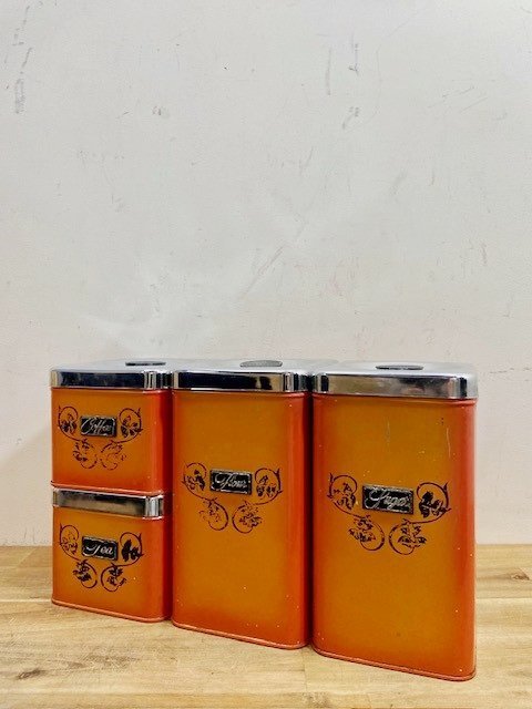 アメリカ カナダ ヴィンテージ 60’s 50’s キャニスターセット レトロ キッチン雑貨 インテリア ディスプレイ 店舗什器 店舗備品【9831】拍卖