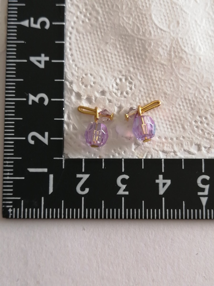 tia*゜ドール用 ピアス 紫 キラキラ リカちゃん ジェニー ハッシュタグリカちゃん イヤリング アクセサリー 揺れる拍卖