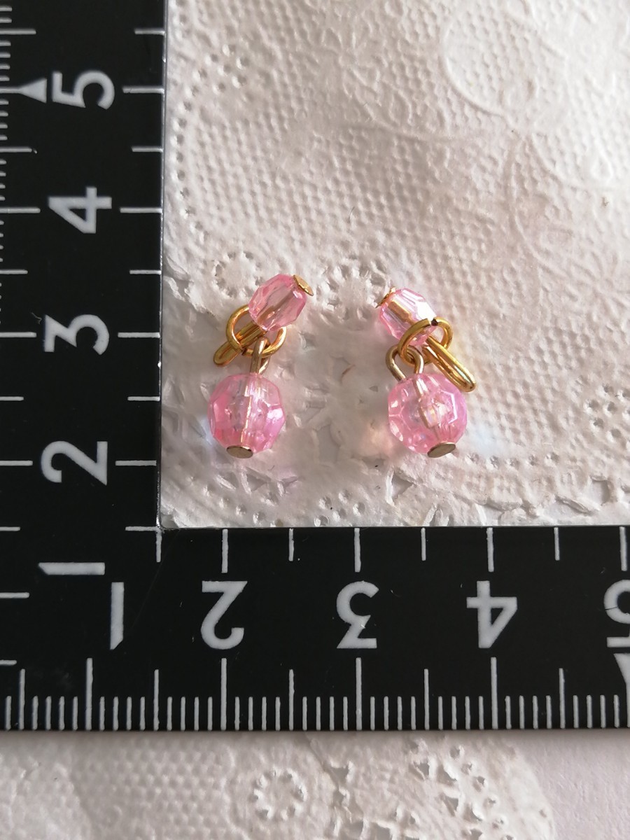 tia*゜ドール用 ピアス ピンク キラキラ リカちゃん ジェニー ハッシュタグリカちゃん イヤリング アクセサリー 揺れる拍卖