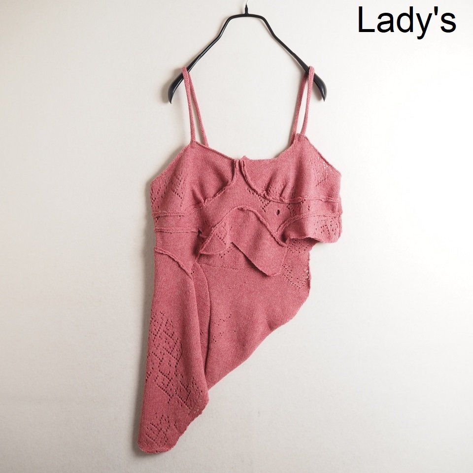 M5830f26 ▼Pillings ピリングス × Ron Herman ロンハーマン▼ 23AW アシンメトリー ウールニット キャミソール ローズピンク 秋冬 rb mks拍卖