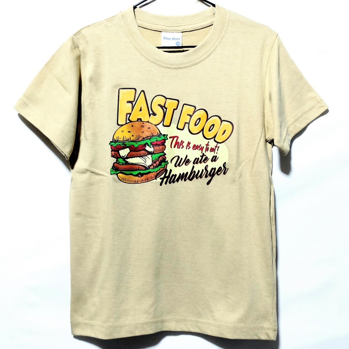 特価/未使用【サイズ=120cm】アメカジプリント/子供/半袖/Tシャツ/胸囲=57~63cm/beige②拍卖