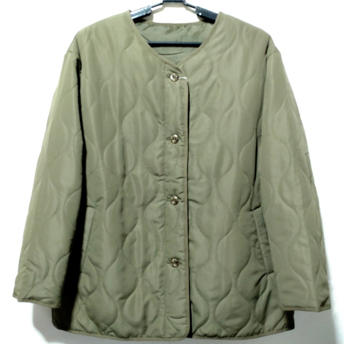 特価/未使用【サイズ=LL(XL)レディス】ノーブランド/レディス/薄中綿/パディング/ショート/コート/胸囲=93~101cm/khaki拍卖