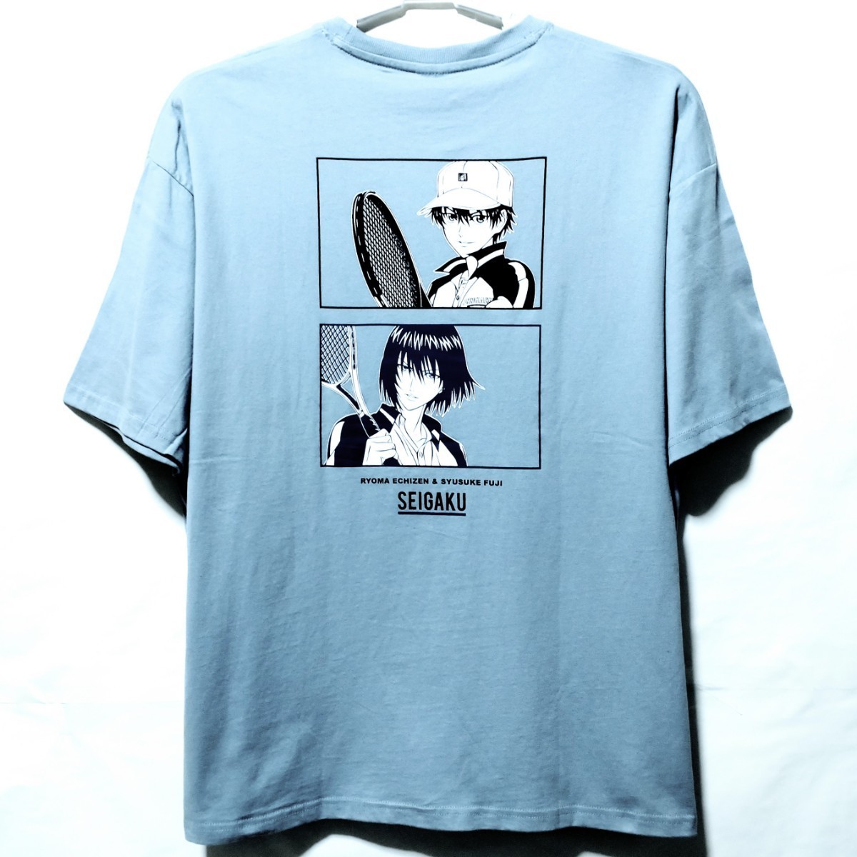 特価/未使用【サイズ=LL(XL)】新テニスの王子様/メンズ/半袖/Tシャツ/ビッグシルエット/胸囲=104~112cm/blue.gray②拍卖